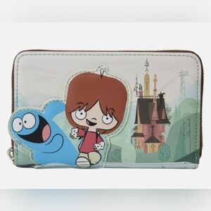 Loungefly Blue, Brown, Pink and Green Cartoon Zip Wallet